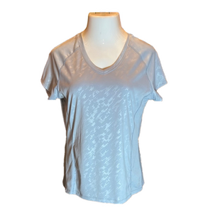 CHAMPION Light Gray Short Sleeve Athletic Tee Shirt w/ Mesh Sides Size L